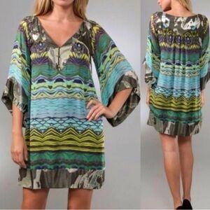 Diane Von Furstenberg Multicolor Patterned Silk Tunic Women's Dress